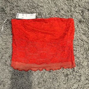 Kimchi Blue Fiery Red Lace Top